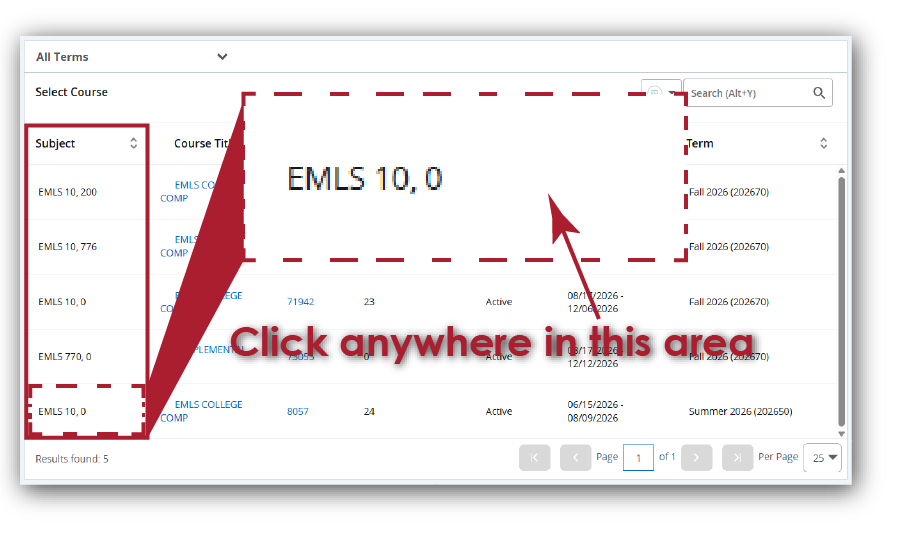 The faculty dashboard options with an arrow emphasizing the class list option