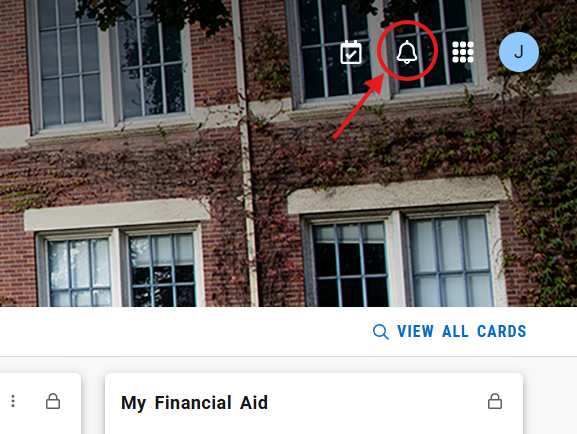 The bear cub hub landing page with the notifications icon highlighted.