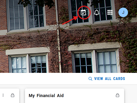 The Banner landing page with the notifications icon highlighted.