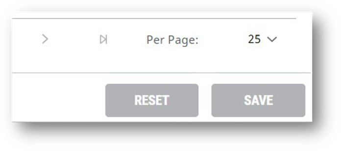 The reset and save buttons at the bottom right of the enter grades page