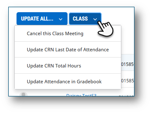 The class actions option is to the right of the update all option