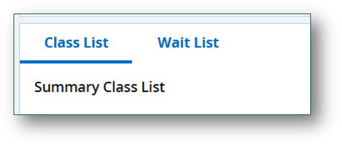 The class list and wait list options