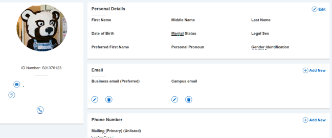 A mock up of the personal informatio npage