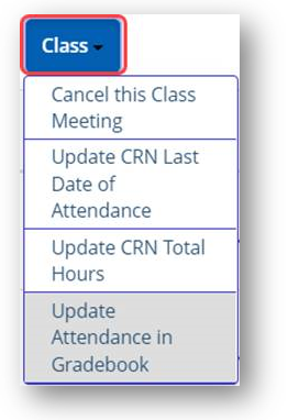 Screenshot Class Button Drop Down Menu