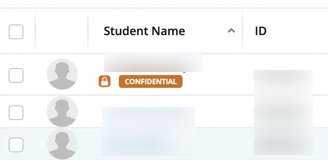 Screenshot student with confidential indicator