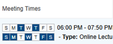 class schedule example
